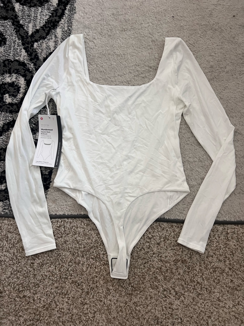 NWT Lululemon Wundermost Nulu Square neck Long Sleeve Bodysuit White Size Small